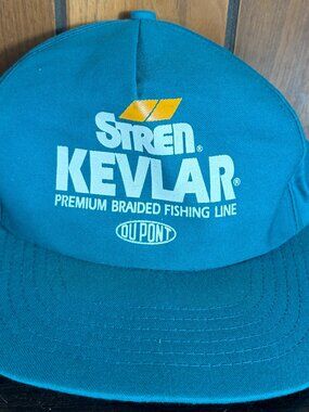 Vtg Stren Kevlar Promo Snapback Fishing Hat - Du Pont - Teal Green